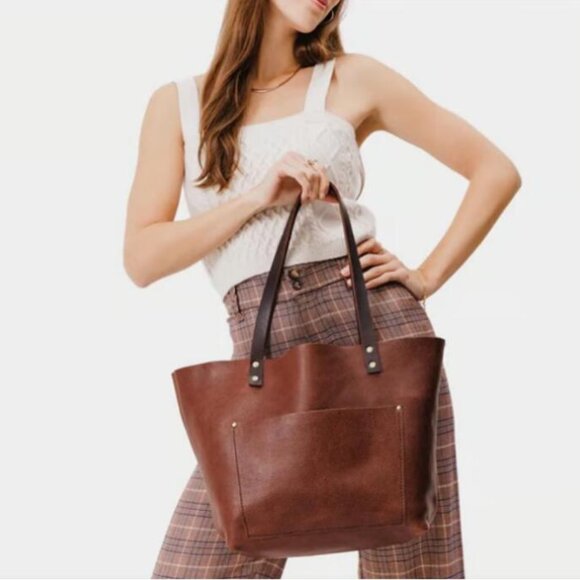 NWOT Portland Leather Goods Brown Leather Tote Bag - Picture 14 of 14